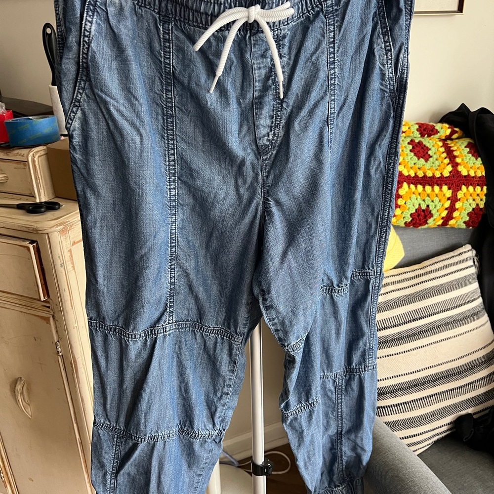 Blue Drawstring GAP tencel denim Jogger Pants